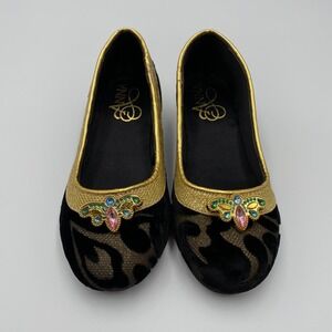 Disney Anna Gold Trimmed Jeweled Ballet Flats Girls Costume Dress Up size 2/3‎
